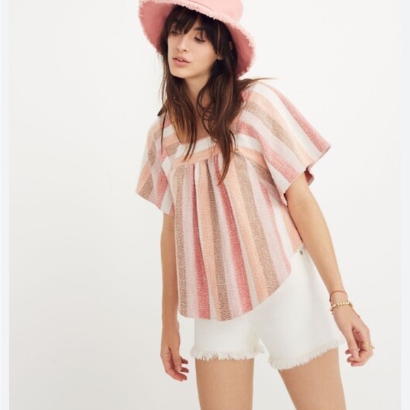 MADEWELL OVERSIZED BUTTERFLY TOP IN SHERBERT STRIPE SIZE XXS - Picture 4 of 9